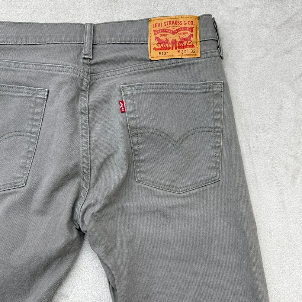 Levi's 513 Slim Straight Pants Mens 32x32 Charcoal Grey Stretch Cotton Twill